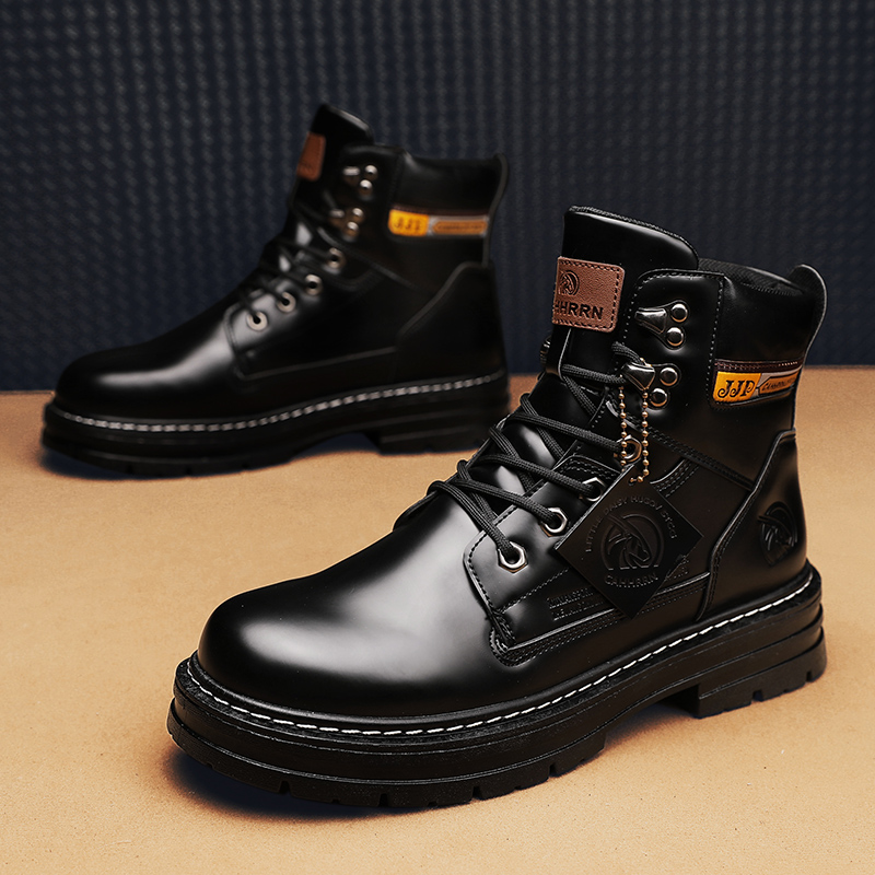 Men’s Lace Up Front High Cut British Style Non Slip Boots For Winter