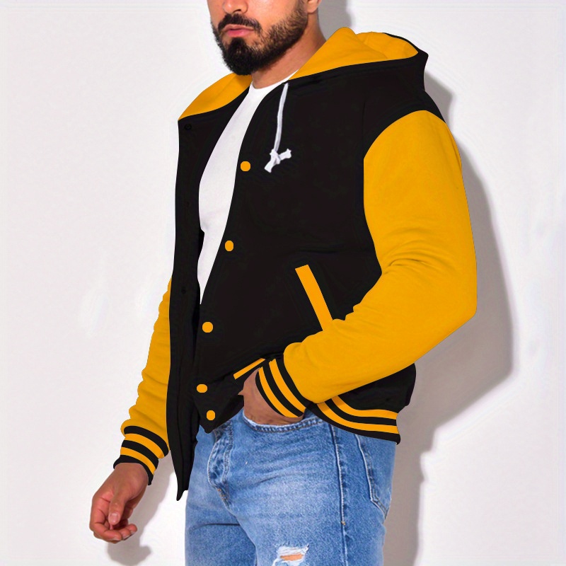 collor blocked hoodie baseball jacket for men hooded varsity baseball jacket letterman jacket mens coat for spring fall details 18