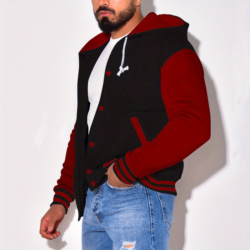 collor blocked hoodie baseball jacket for men hooded varsity baseball jacket letterman jacket mens coat for spring fall details 21