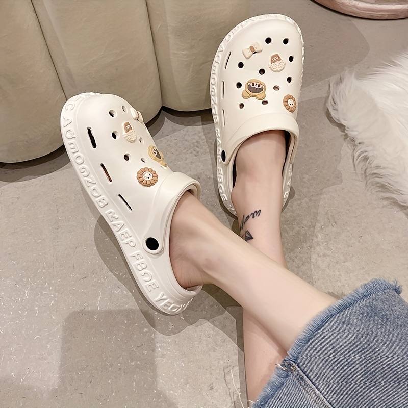 womens cartoon decor clogs kawaii closed toe non slip eva slide shoes indoor outdoor sandals details 3