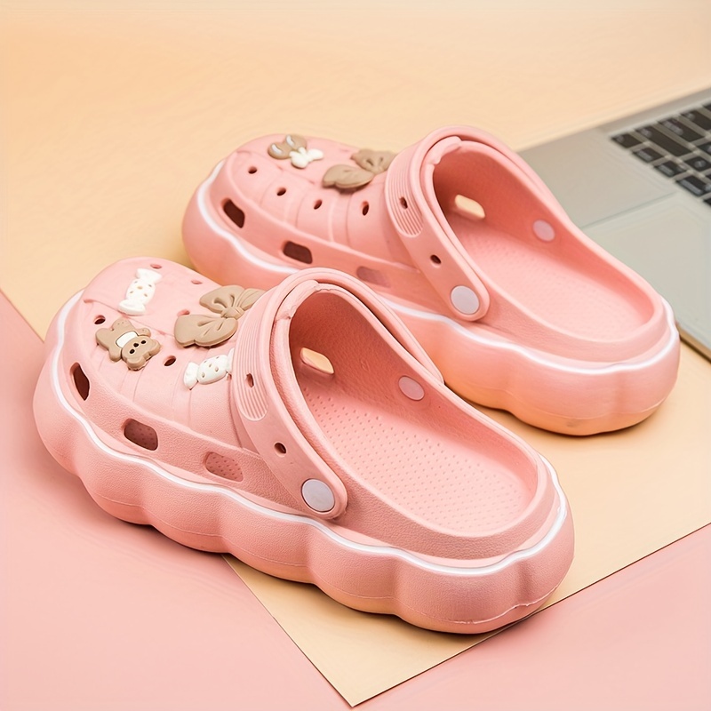 cute cartoon decor clogs slip on soft sole platform non slip slides casual closed toe lightweight garden clogs details 5