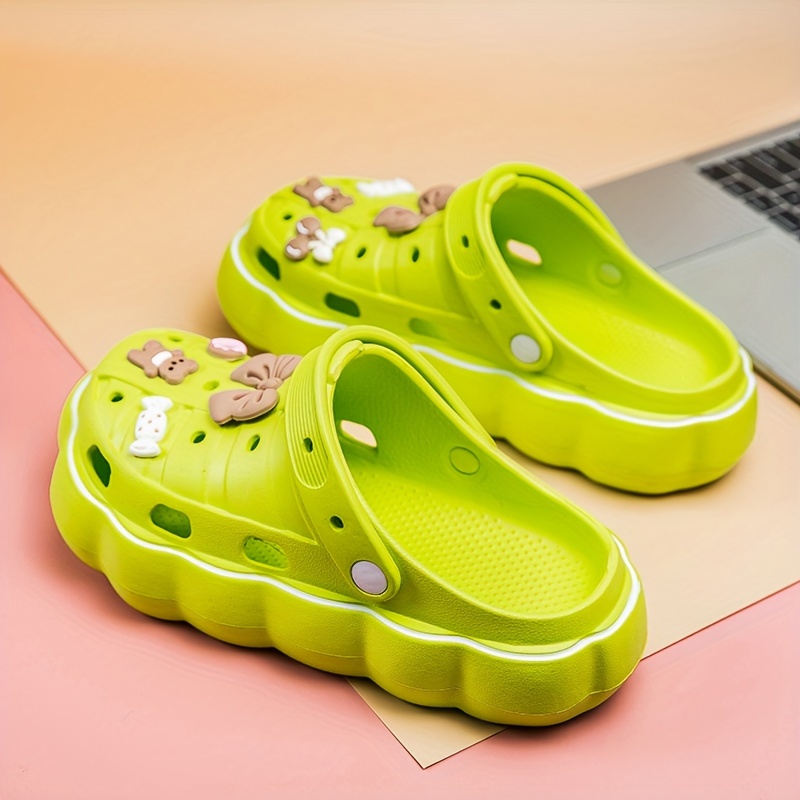 cute cartoon decor clogs slip on soft sole platform non slip slides casual closed toe lightweight garden clogs details 12